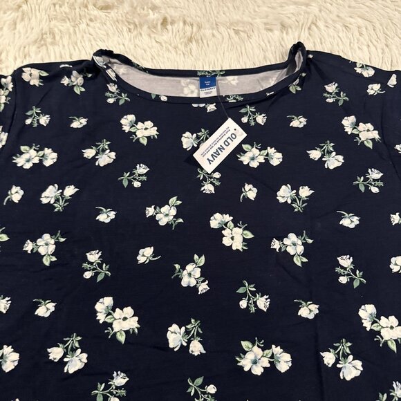 Old Navy womens NWT 4X blue floral Luxe tee short sleeve prairie boho timeless - Picture 5 of 13